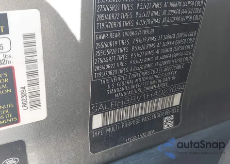 2017 Land Rover Discovery Hse Luxury z USA, uszkodzony, nr VIN SALRHBBV1HA023094